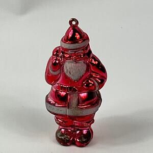 Vintage Irwin Red Santa Claus Hanging Ornament 3.5" Plastic Holiday Figure